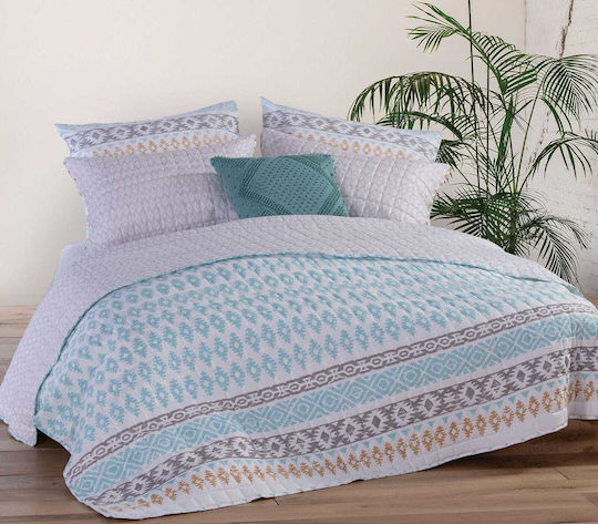 Nef-Nef Homeware Zoran Κουβερλί Υπέρδιπλο Microfiber Aqua 220x240cm