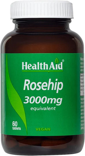 Health Aid Rosehip Vitamin für Stärkung des Immunsystems, die Haut & Antioxidative Wirkung 3000mg 60 Registerkarten