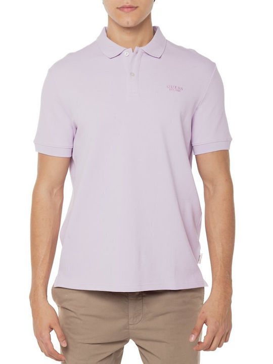 Guess Men's Short Sleeve Blouse Polo Purple