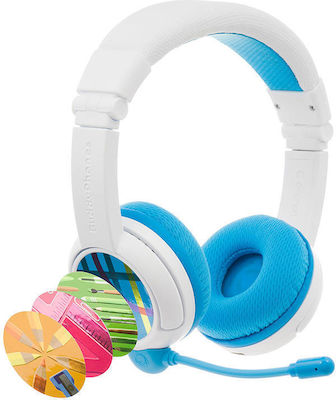 BuddyPhones School+ Wireless/Wired On Ear Kids' Headphones with 20 hours of Operation Blue