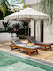 Brilie Garden & Terrace Floor Wooden Round Parasol with Flap Ecru D2.7xH2.6m