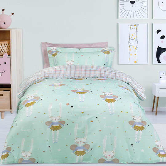 Das Home 4841 Set Kinderbettbezug Einzel mit Kissenbezug Lilac/Mint 160x240cm