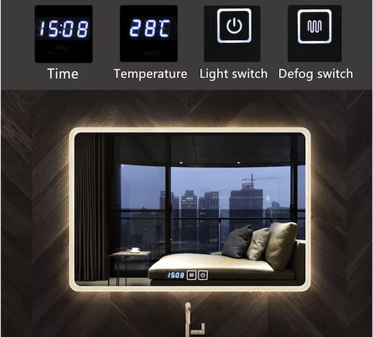 Правоъгълена Банско Огледало LED Touch 100x80см
