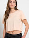 Snaps Women's Athletic Crop Top Short Sleeve Pink