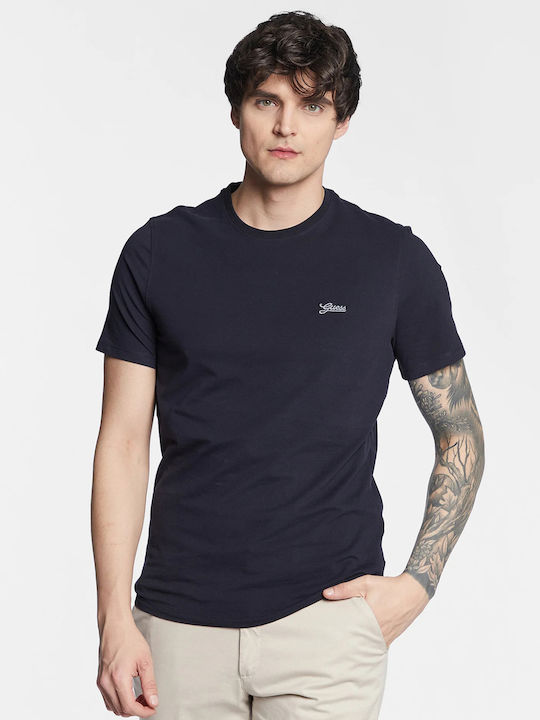 Guess Herren T-Shirt Kurzarm Marineblau