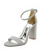 Sante Women's Sandals with Chunky High Heel In Silver Colour