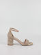 Exe Synthetic Leather Women's Sandals with Ankle Strap Pink Gold with Chunky Medium Heel