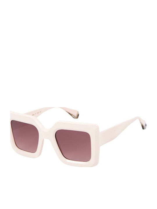 Gigi Barcelona Leandra Women's Sunglasses with White Plastic Frame and Brown Gradient Lens 6762/8