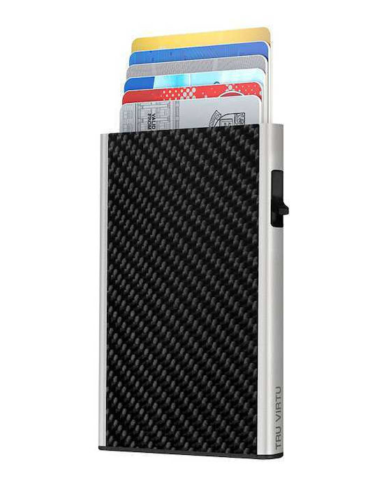 Click & Slide Ανδρικό Πορτοφόλι Καρτών με Μηχανισμό Slide Black/Silver