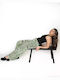 Women's Fabric Trousers with Elastic Green