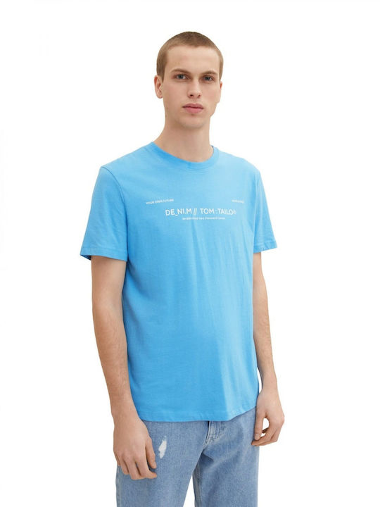 Tom Tailor Ανδρικό T-shirt Γαλάζιο με Λογότυπο