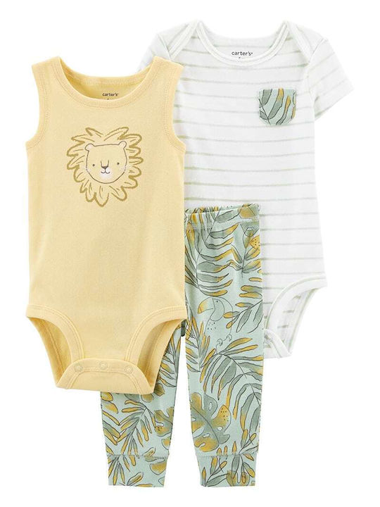 Carter's Baby Bodysuit Set Short-Sleeved with Pants White 3pcs