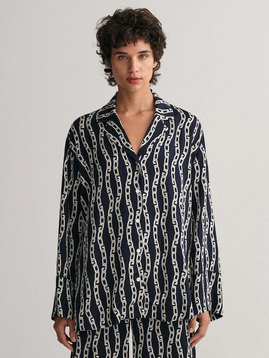 Pajama Μακρυμάνικο Γυναικείο Πουκάμισο Evening Blue