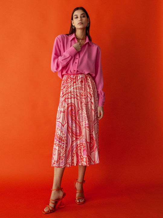 Pleated Midi Skirt Multicolored