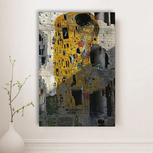 Graffiti The Kiss Πίνακας Αντίγραφο του Gustav Klimt σε Καμβά 100x150cm