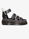 Dr. Martens Leather Women's Flat Sandals With a strap Flatforms In Black Colour