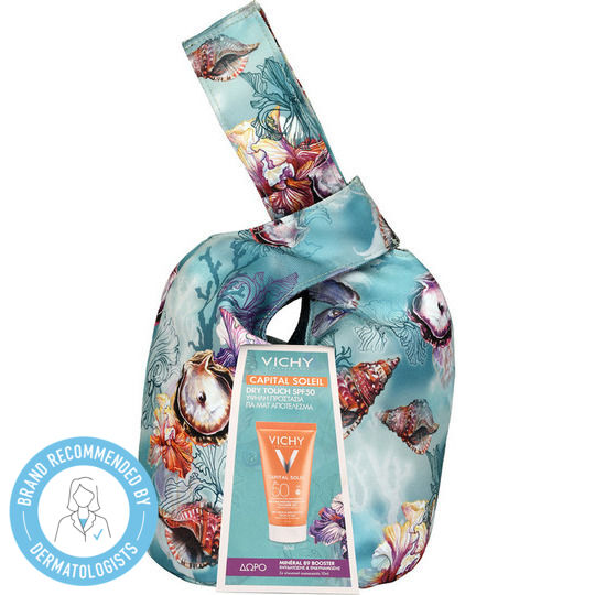 Vichy Capital Soleil Capital Soleil Dry Touch SPF50, Mineral 89 Booster 10ml & Sammlertasche Set mit Serum