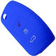 Silicone Car Key Cover Case with 3 Buttons for Ford Blue