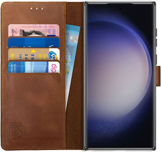 Rosso Deluxe Wallet Δερμάτινο Καφέ (Galaxy S23 Ultra)