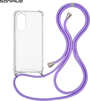 Sonique Armor Back Cover Σιλικόνης με Λουράκι Διάφανο / Λιλά (Huawei Nova 9 SE)