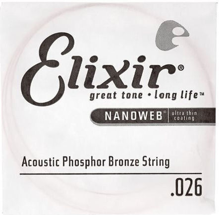 Elixir Single Bronze String for Lute 026 26"