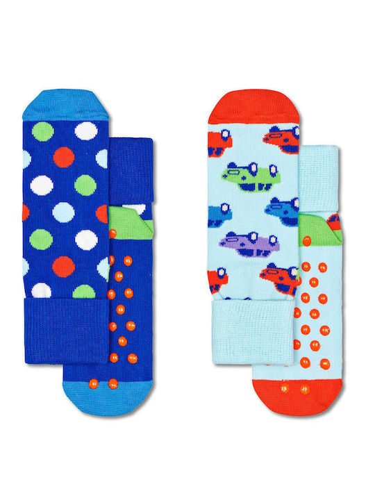 Happy Socks Boys 2 Pack Knee-High Socks Car Blue