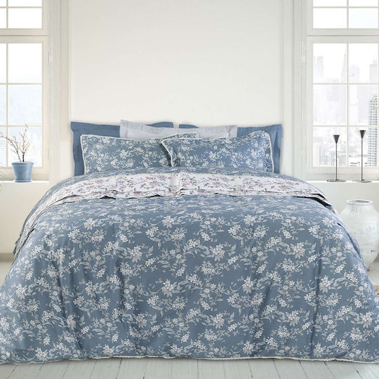 Das Home 1667 Покривало Кингсайз Памук Light Blue / White / Pink 220x240см