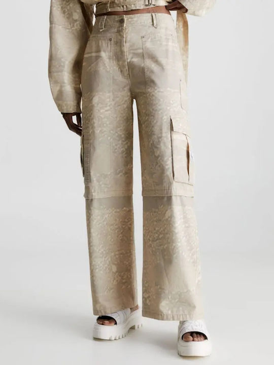 Damen Stoff Cargo Hose in Lockere Passform Beige