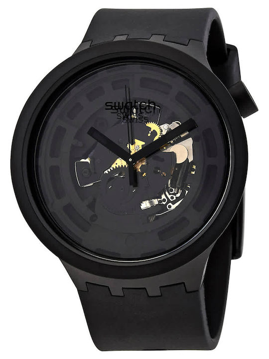 Swatch Big Bold Γυναικείο Ρολόι 47mm Μπαταρίας με Μαύρο Καουτσούκ Λουράκι