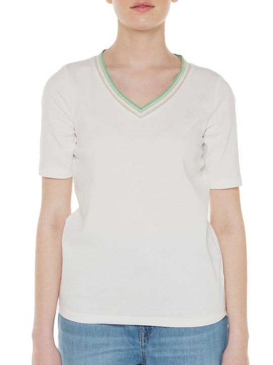 Tom Tailor Women's T-shirt with V Neckline White