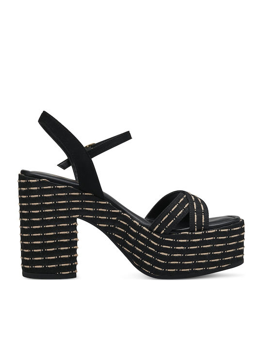 Din material textil Sandale Negre