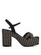 Tamaris Stoff Damen Sandalen mit Chunky hohem Absatz in Schwarz Farbe
