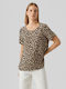 Vero Moda Women's Athletic Blouse Short Sleeve Beige