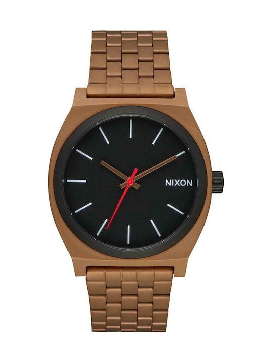 Nixon Ανδρικό Ρολόι 37mm Μπαταρίας με Καφέ Μετα...