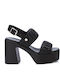 Xti Leder Damen Sandalen mit Chunky hohem Absatz in Schwarz Farbe