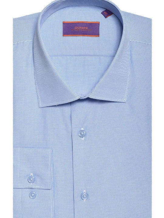 Retro printed slim fit shirt Donini Navy Cotton REX Collar Small Pattern Business