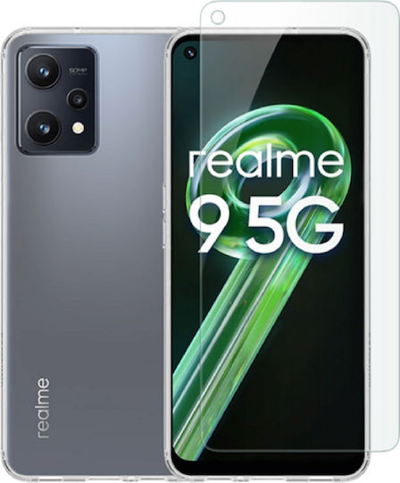 Vivid Umschlag Rückseite Silikon Set mit Glas Transparent (Realme 9 5G)