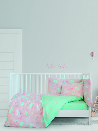 Kocoon Unicat Baby Sheets Set Crib Cotton Pink 120x160cm 3pcs