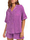 White Sands Women's Monochrome Short Sleeve Shirt Purple