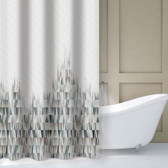 Guy Laroche Alea Shower Curtain Fabric with Hooks 240x185cm Ecru