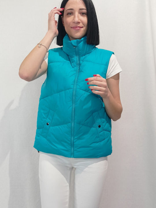 Vero Moda Kurz Damen Ärmellos Puffer Jacke für Winter Blau