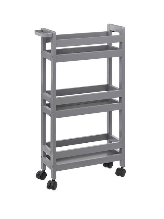 5Five Kitchen Trolley Wooden in Gray Color 3 Slots 40x15x75cm