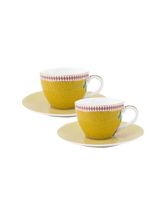 PiP Studio La Majorelle Set Căni Espresso din Porțelan Galbene 120ml 2buc