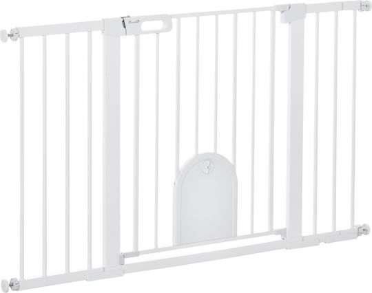 Pawhut Ușa pentru Câini din Metal de Culoare Alb 131 x 76cm