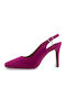 Pointed Toe Stiletto Fuchsia High Heels with Strap