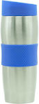 Aria Trade Glas Thermosflasche Rostfreier Stahl Blau 380ml mit Mundstück