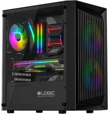 Logic AM-ATOS-10-0000000-0002 Gaming Mini Tower Computer Case with Window Panel Black