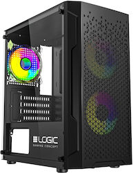 Logic Aramis ARGB Gaming Mini Tower Κουτί Υπολογιστή με Πλαϊνό Παράθυρο Μαύρο