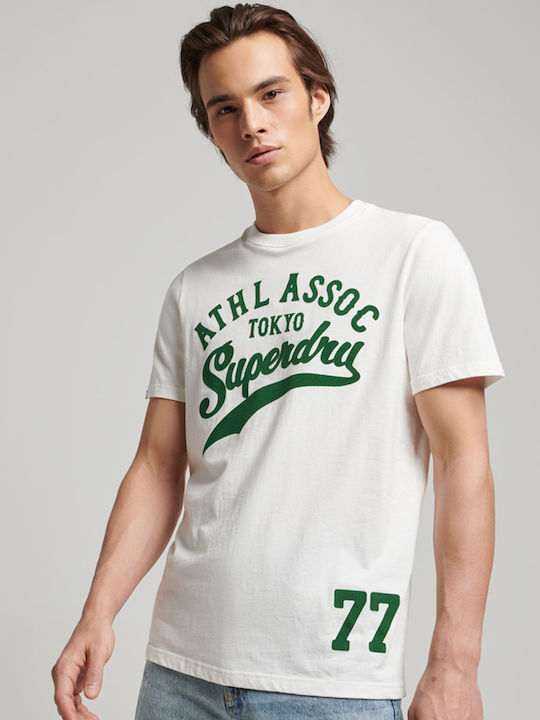 Superdry Ανδρικό T-shirt Λευκό με Στάμπα