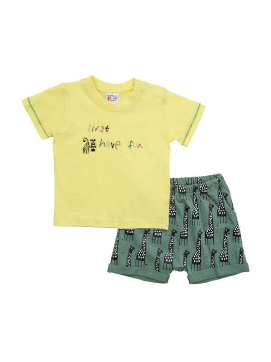 Funky Kinder Set mit Shorts Sommer 2Stück Gelb